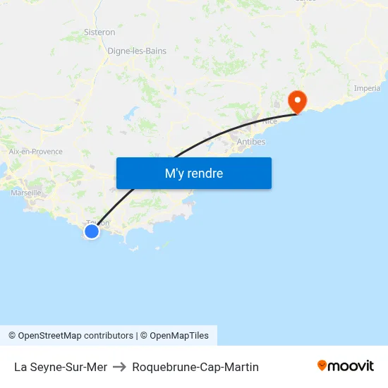 La Seyne-Sur-Mer to Roquebrune-Cap-Martin map