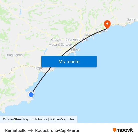 Ramatuelle to Roquebrune-Cap-Martin map