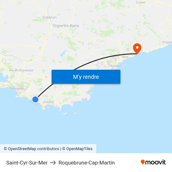 Saint-Cyr-Sur-Mer to Roquebrune-Cap-Martin map