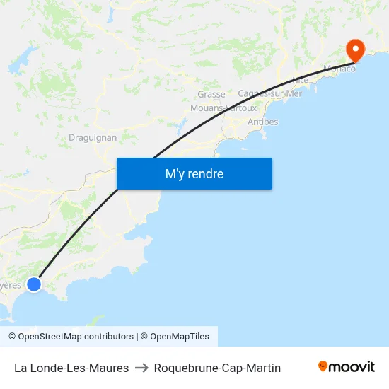 La Londe-Les-Maures to Roquebrune-Cap-Martin map