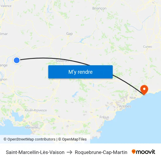 Saint-Marcellin-Lès-Vaison to Roquebrune-Cap-Martin map