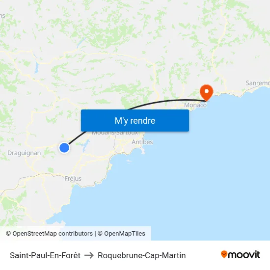 Saint-Paul-En-Forêt to Roquebrune-Cap-Martin map