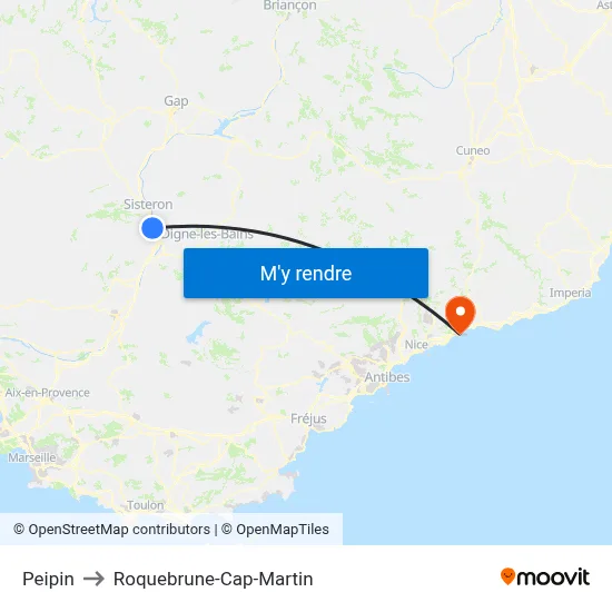 Peipin to Roquebrune-Cap-Martin map