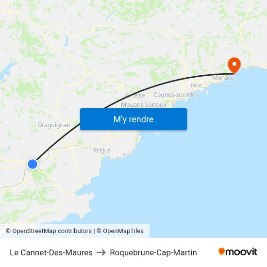 Le Cannet-Des-Maures to Roquebrune-Cap-Martin map