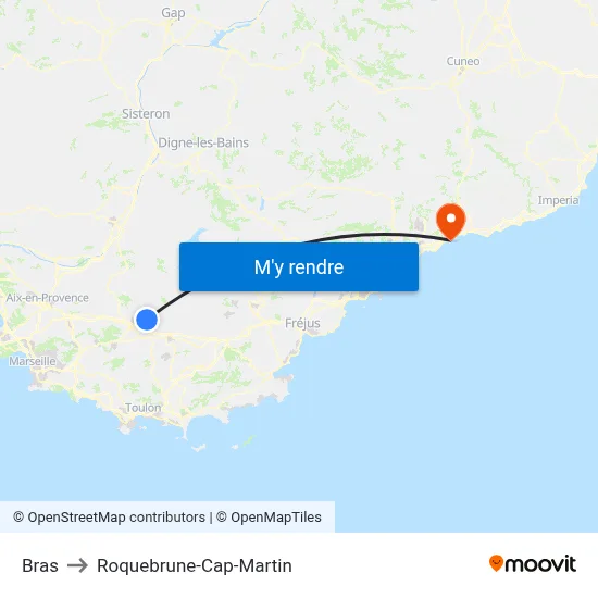 Bras to Roquebrune-Cap-Martin map