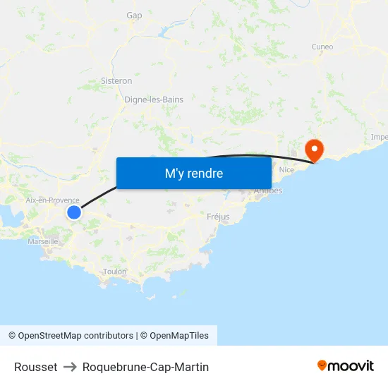 Rousset to Roquebrune-Cap-Martin map