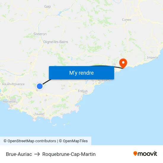 Brue-Auriac to Roquebrune-Cap-Martin map