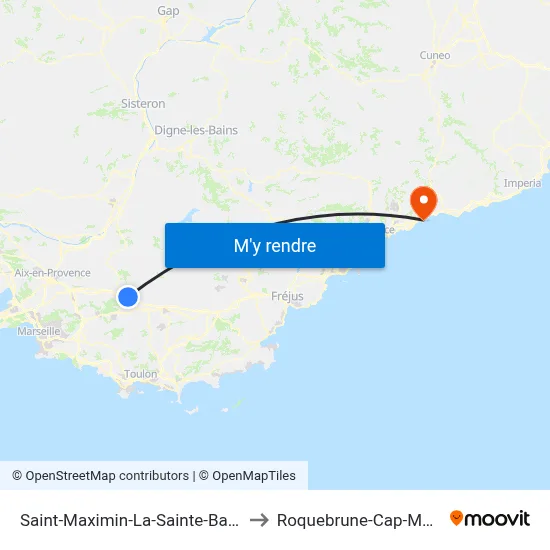 Saint-Maximin-La-Sainte-Baume to Roquebrune-Cap-Martin map