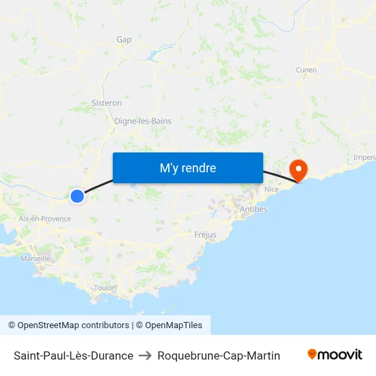 Saint-Paul-Lès-Durance to Roquebrune-Cap-Martin map