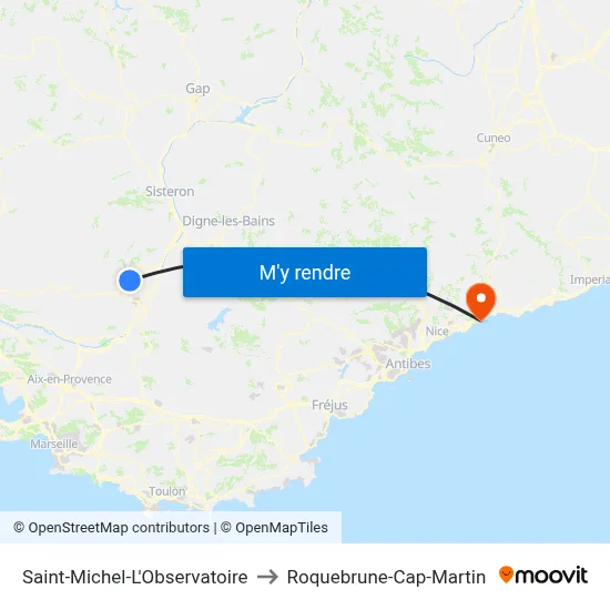 Saint-Michel-L'Observatoire to Roquebrune-Cap-Martin map