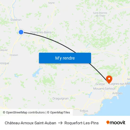 Château-Arnoux-Saint-Auban to Roquefort-Les-Pins map