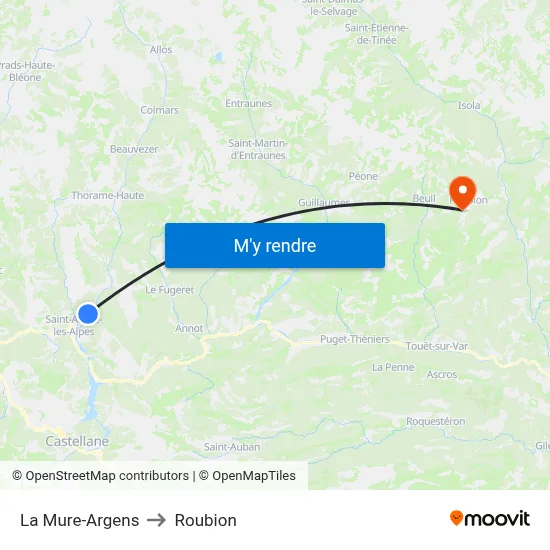 La Mure-Argens to Roubion map