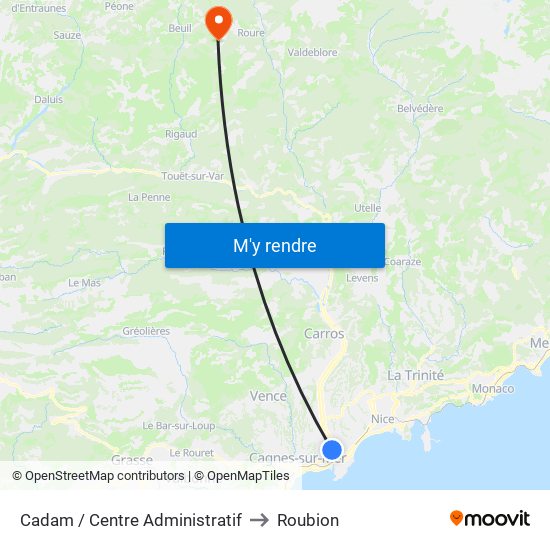 Cadam / Centre Administratif to Roubion map