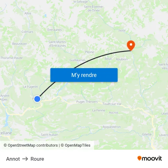 Annot to Roure map