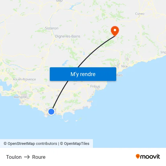 Toulon to Roure map