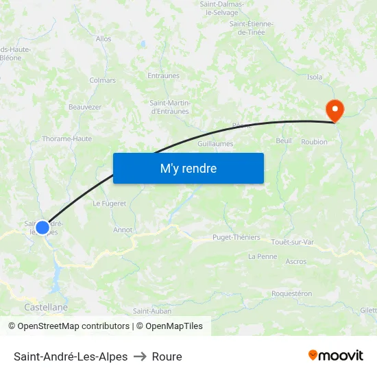 Saint-André-Les-Alpes to Roure map