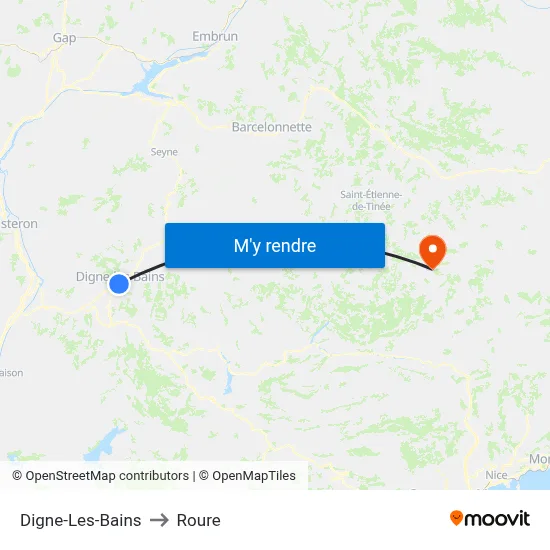 Digne-Les-Bains to Roure map