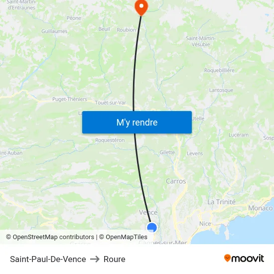 Saint-Paul-De-Vence to Roure map