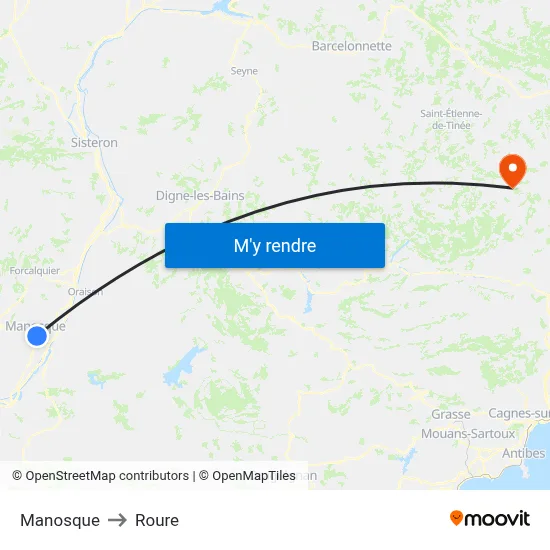 Manosque to Roure map