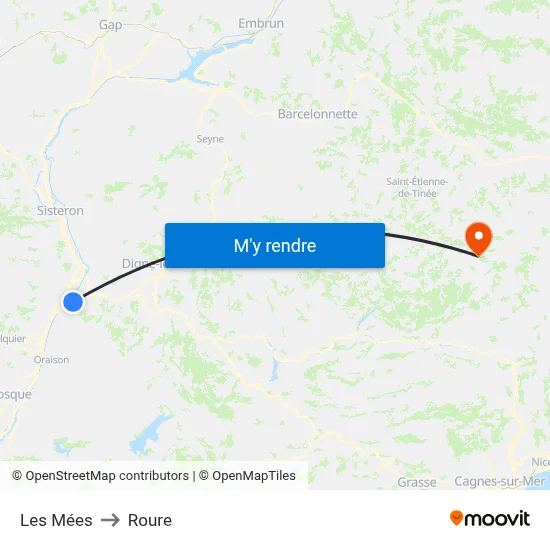 Les Mées to Roure map