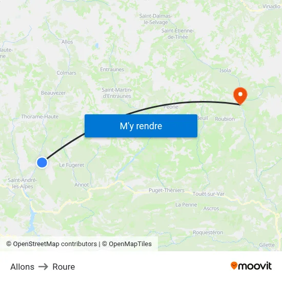 Allons to Roure map