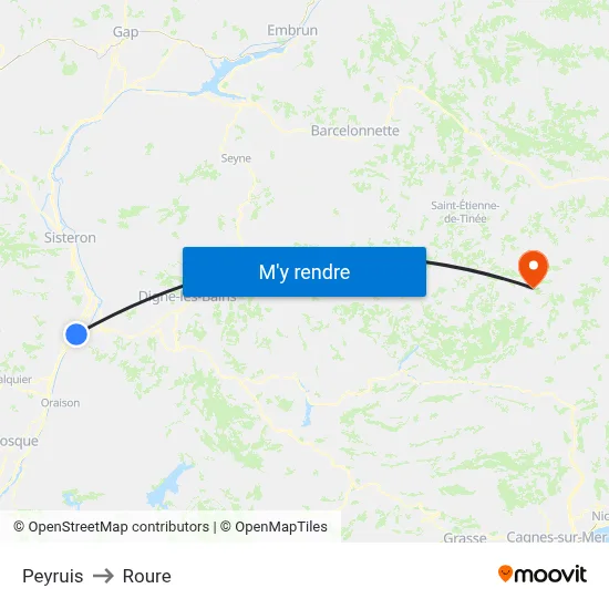 Peyruis to Roure map