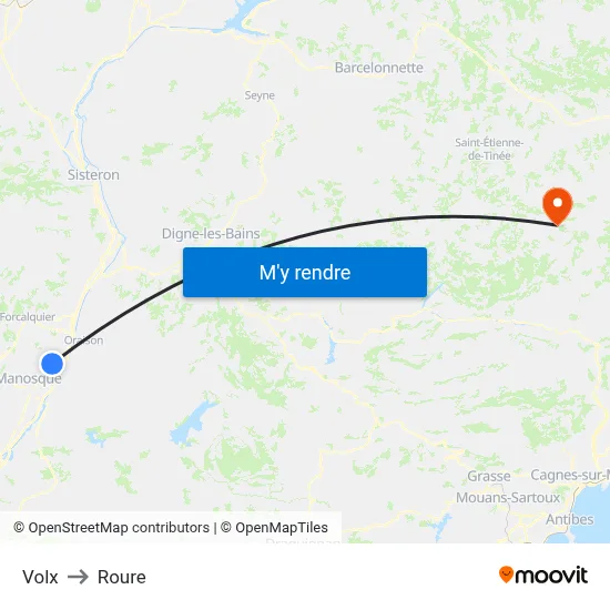 Volx to Roure map