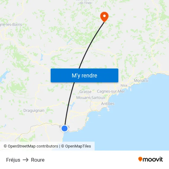 Fréjus to Roure map