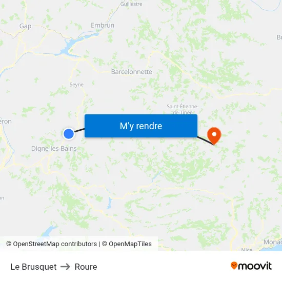 Le Brusquet to Roure map