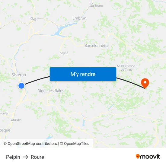 Peipin to Roure map