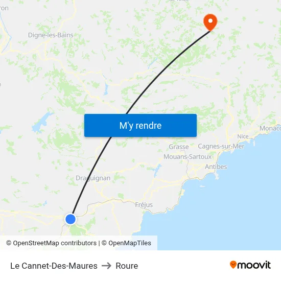 Le Cannet-Des-Maures to Roure map
