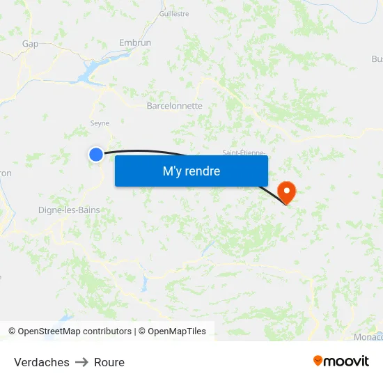 Verdaches to Roure map
