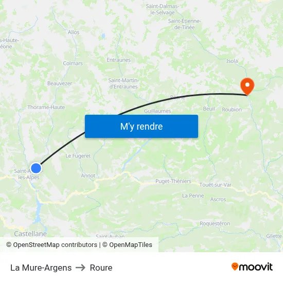 La Mure-Argens to Roure map