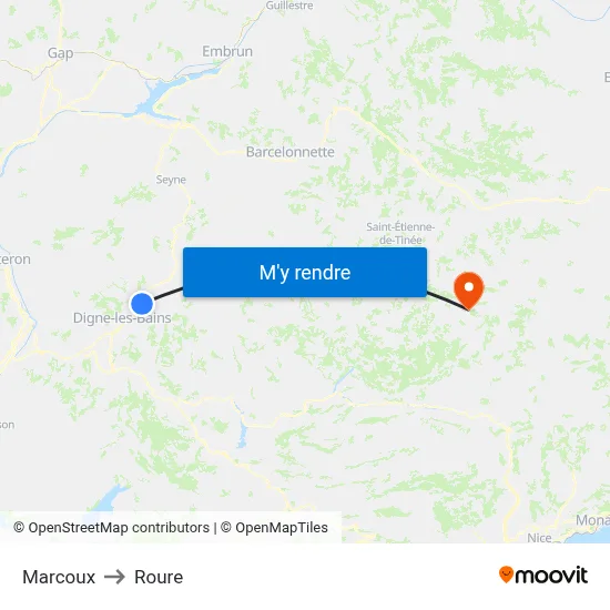 Marcoux to Roure map
