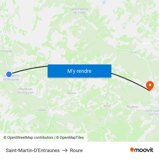 Saint-Martin-D'Entraunes to Roure map