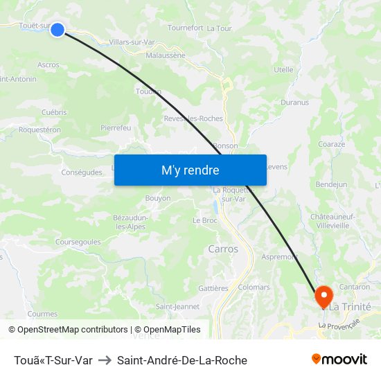 Touã«T-Sur-Var to Saint-André-De-La-Roche map