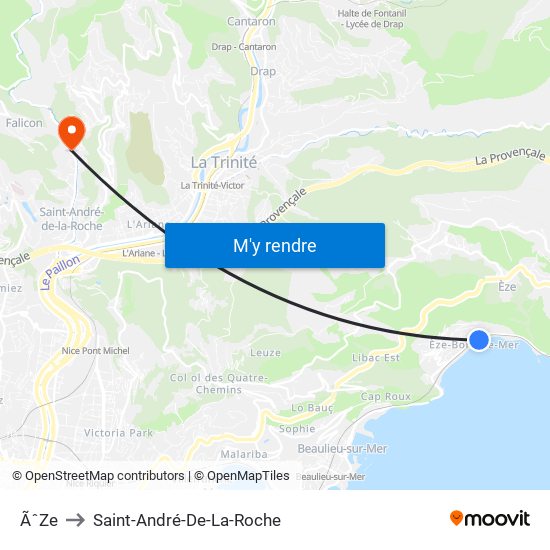 ÃˆZe to Saint-André-De-La-Roche map