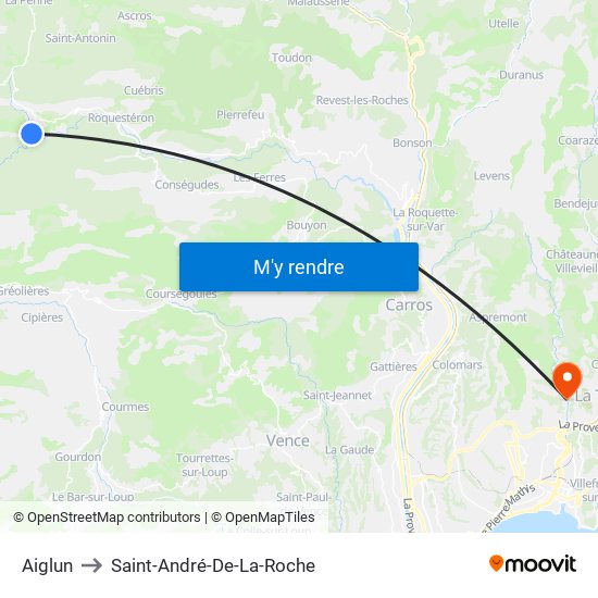Aiglun to Saint-André-De-La-Roche map