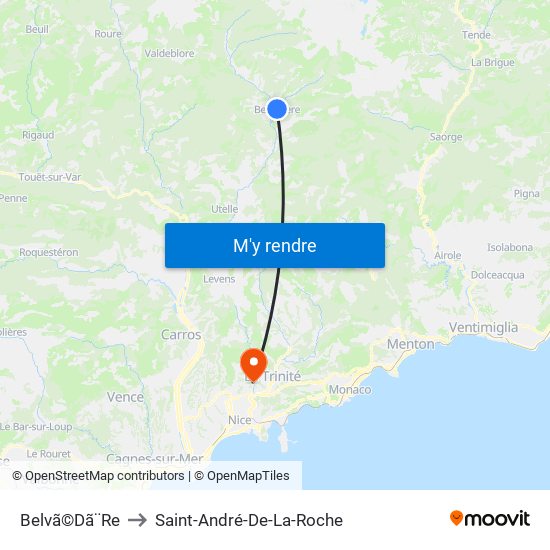 Belvã©Dã¨Re to Saint-André-De-La-Roche map