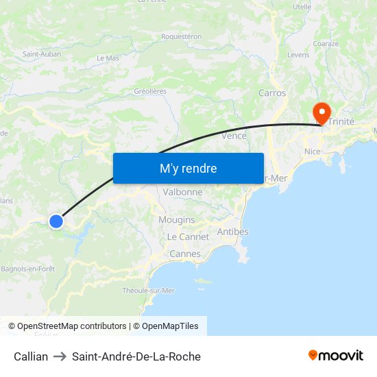 Callian to Saint-André-De-La-Roche map