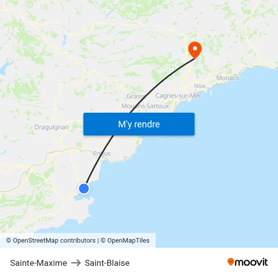 Sainte-Maxime to Saint-Blaise map