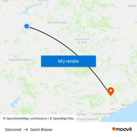 Selonnet to Saint-Blaise map