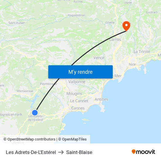 Les Adrets-De-L'Estérel to Saint-Blaise map