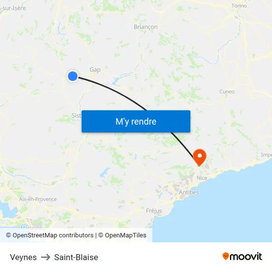Veynes to Saint-Blaise map