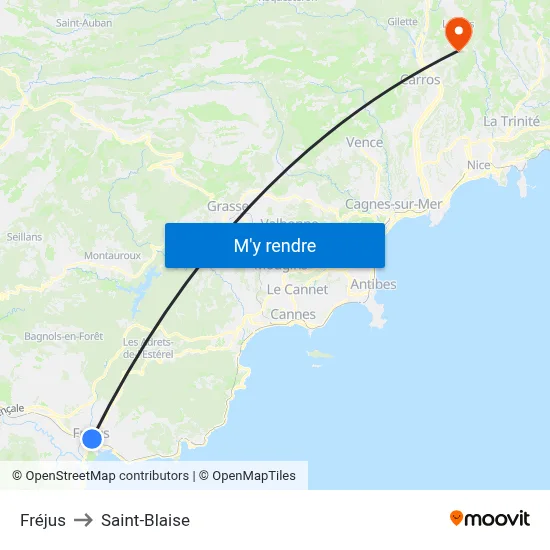 Fréjus to Saint-Blaise map