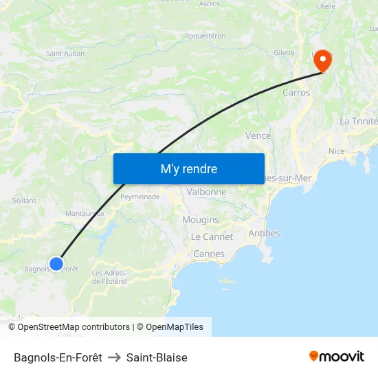 Bagnols-En-Forêt to Saint-Blaise map