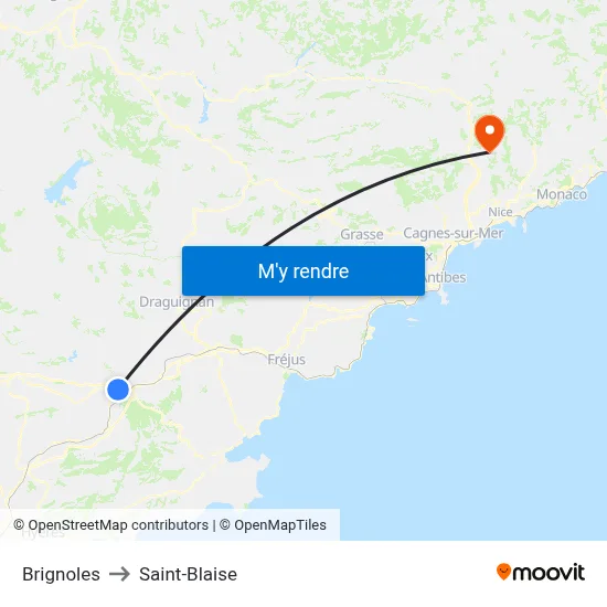 Brignoles to Saint-Blaise map