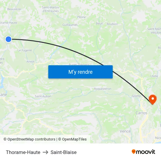 Thorame-Haute to Saint-Blaise map