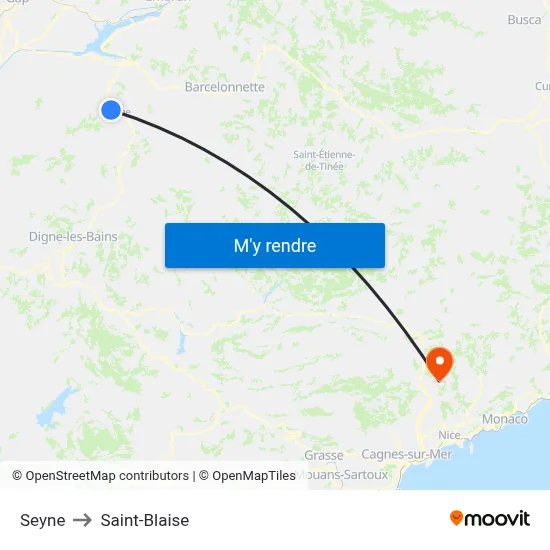 Seyne to Saint-Blaise map