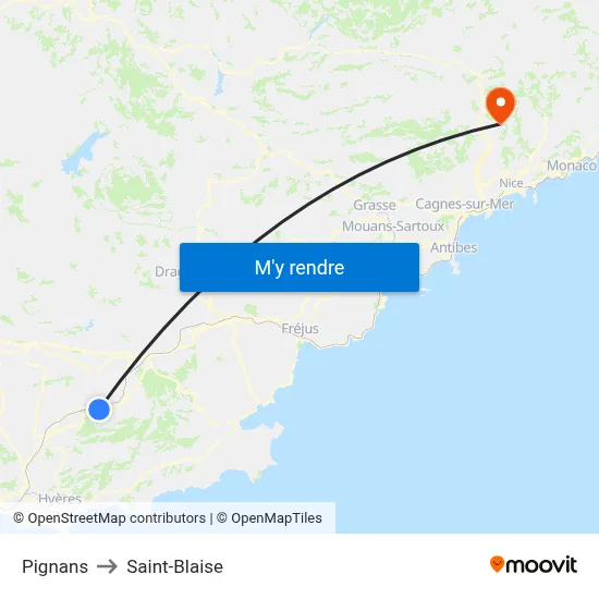 Pignans to Saint-Blaise map
